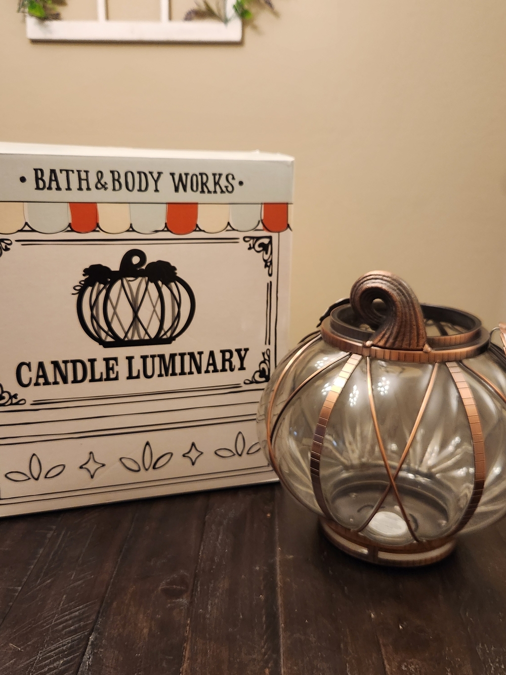 Vintage Bath & Body Works Large Glass Pumpkin Candle Luminary